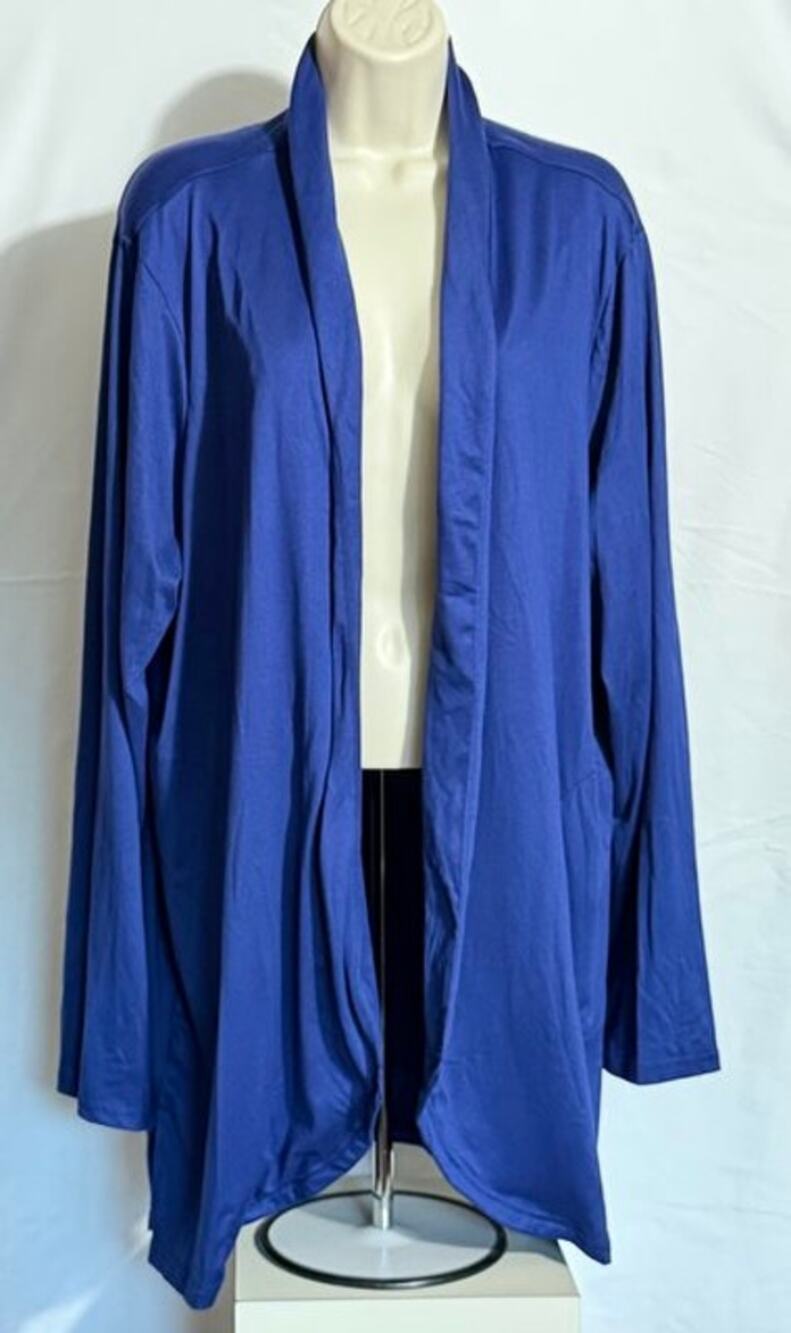 Muk Luks Open Front Loungewear Jacket with pockets in Dark Blue Sz T1X Cozy Soft